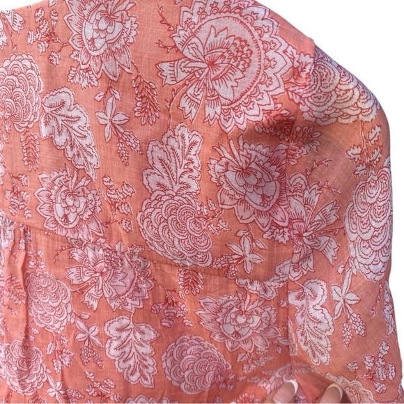 Vince Camuto Orange Coral Floral Flutter Sleeve Blouse I Size: M - Picture 4 of 9
